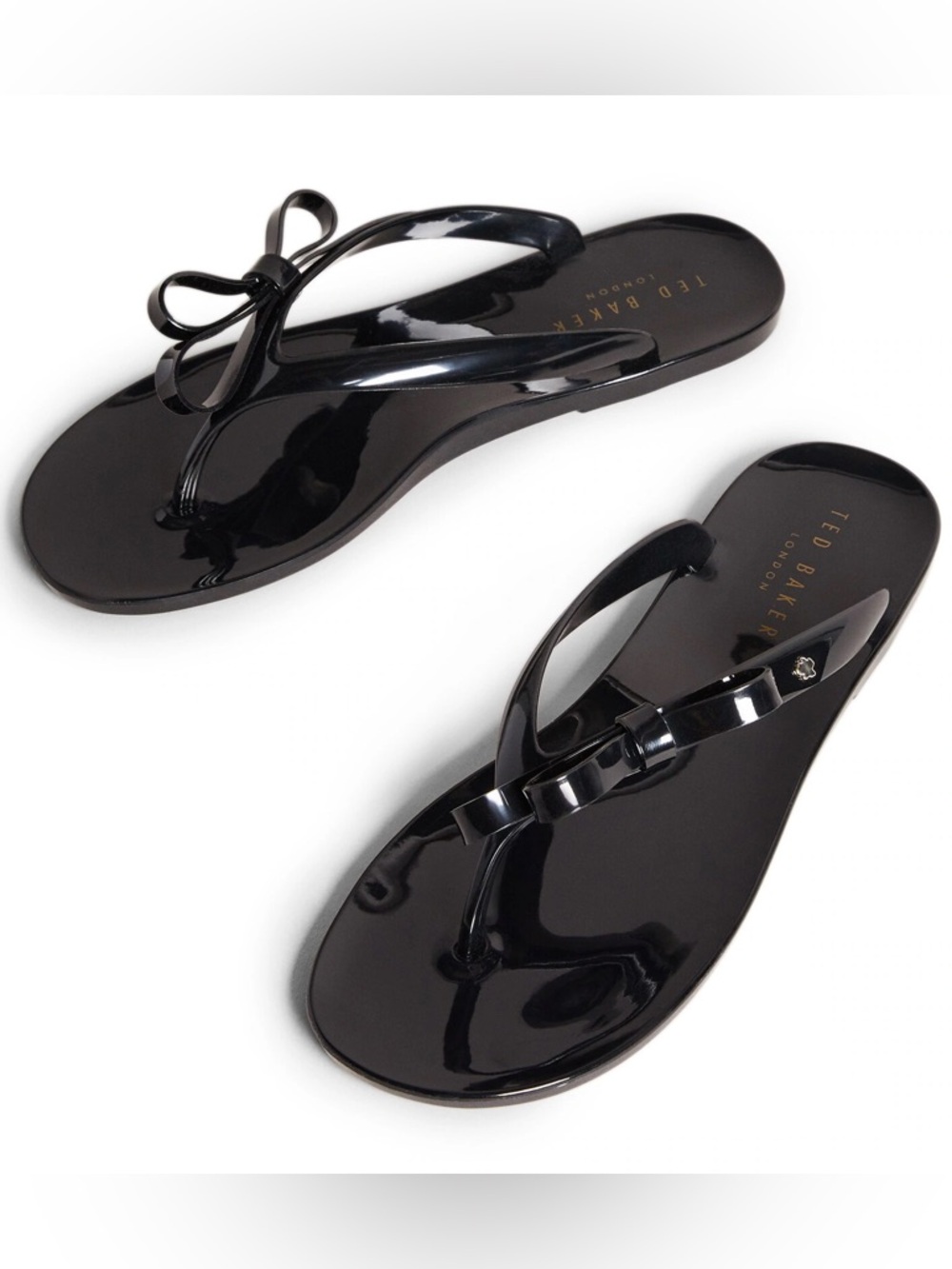 Ted Baker Jassey Bow Flip Flops Black Jelly Sandals Size 9 New